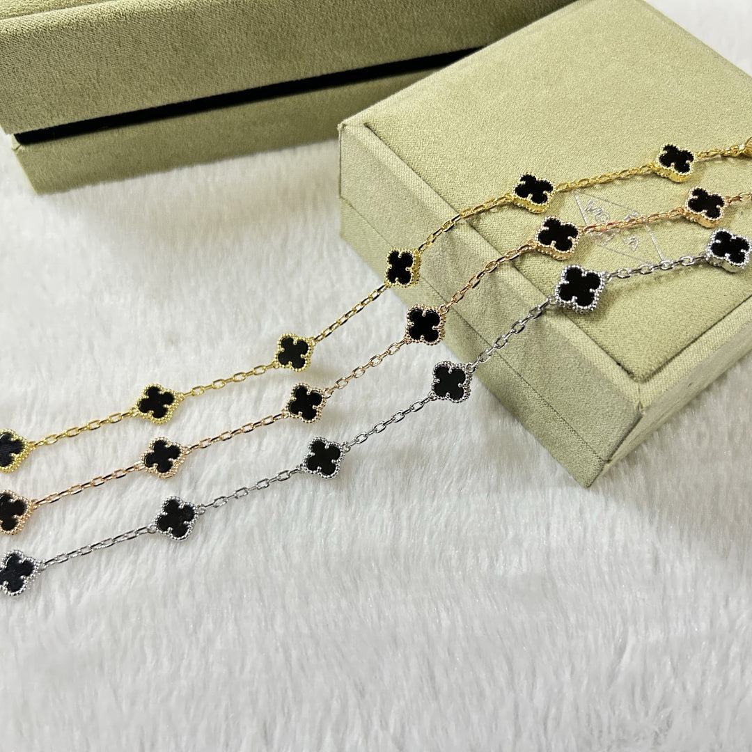 [Leaves]CLOVER 6 MOTIF  ONYXS BRACELET