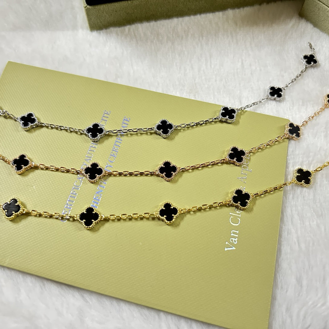 [Leaves]CLOVER 6 MOTIF  ONYXS BRACELET
