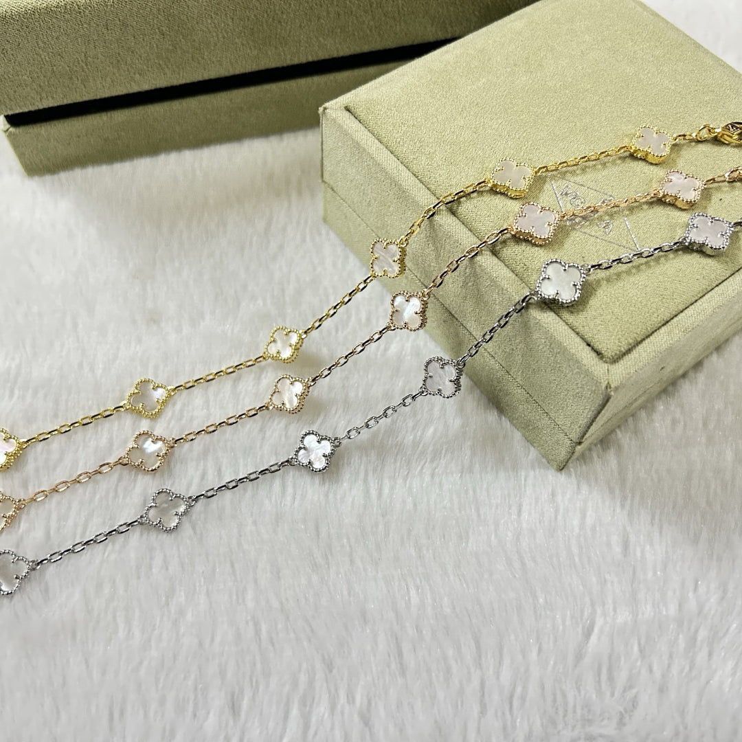[Leaves]CLOVER 6 MOTIF WHITE MOP BRACELET