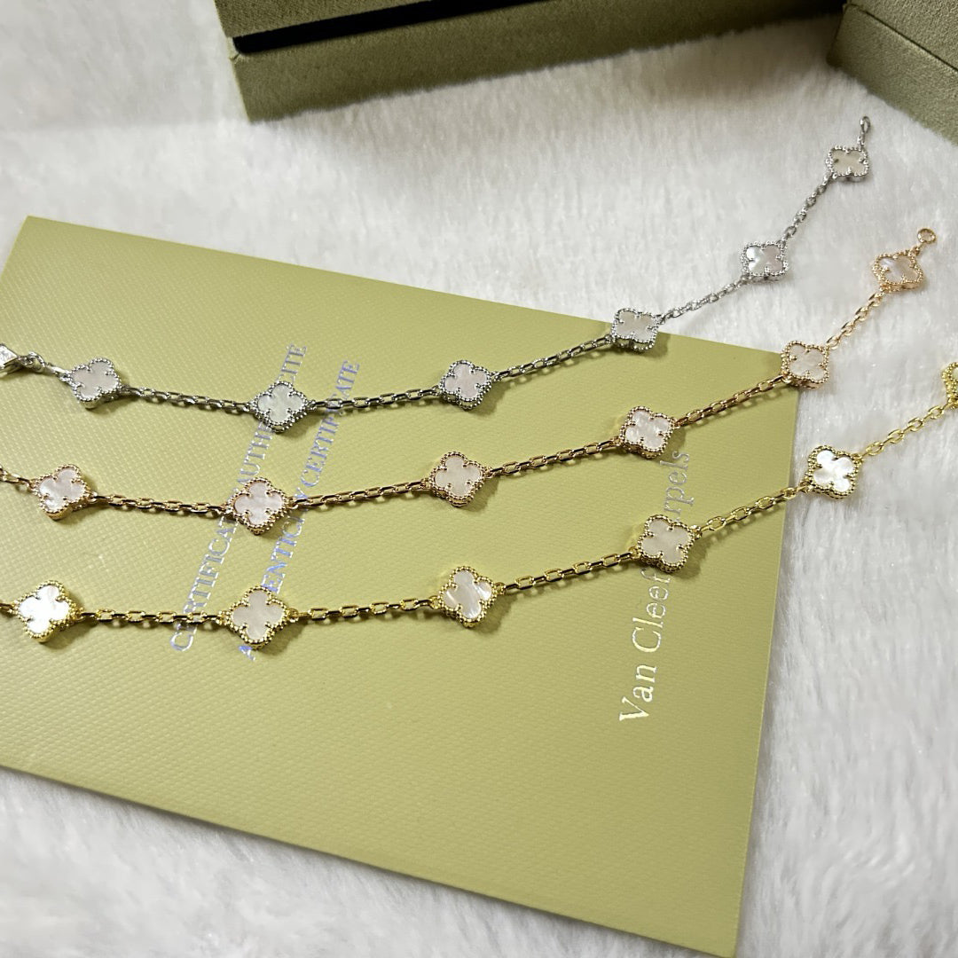 [Leaves]CLOVER 6 MOTIF WHITE MOP BRACELET