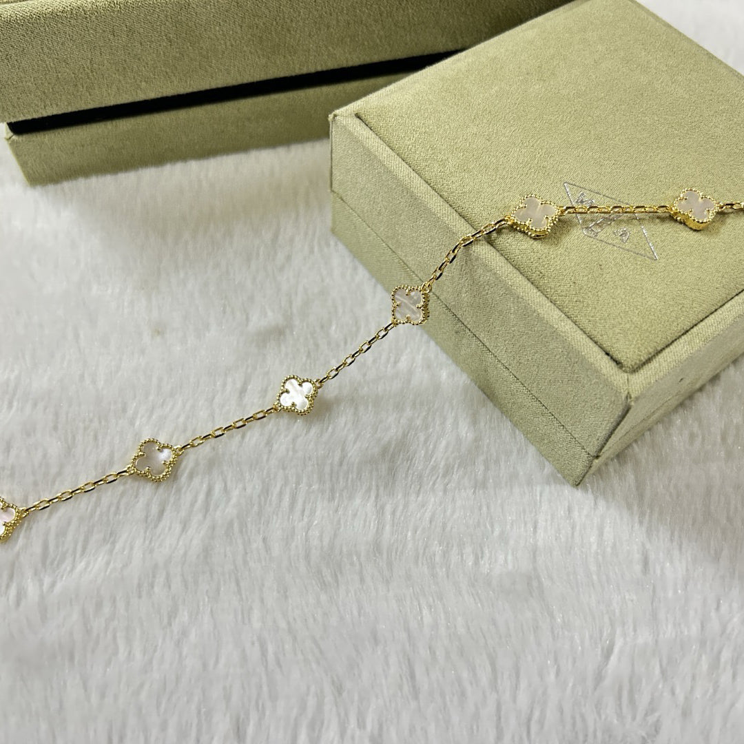 [Leaves]CLOVER 6 MOTIF WHITE MOP BRACELET