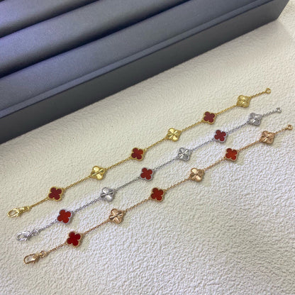 [Leaves]CLOVER 6 MOTIF RED AGATE LASER BRACELET