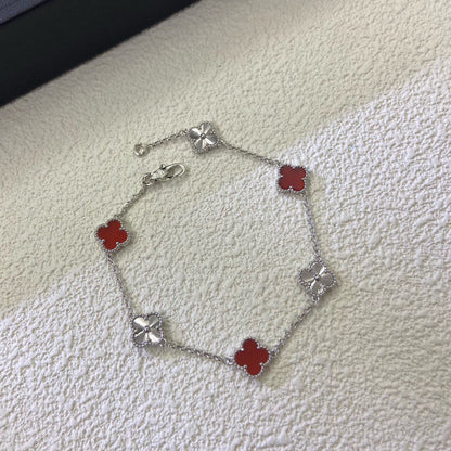 [Leaves]CLOVER 6 MOTIF RED AGATE LASER BRACELET