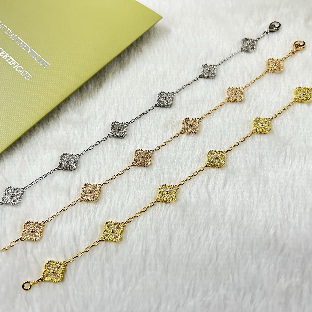 [Leaves]CLOVER 6 MOTIF DIAMOND BRACELET
