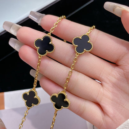 [Leaves]CLOVER 10 MOTIFS ONYX NECKLACE