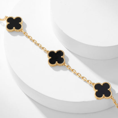 [Leaves]CLOVER 10 MOTIFS ONYX NECKLACE