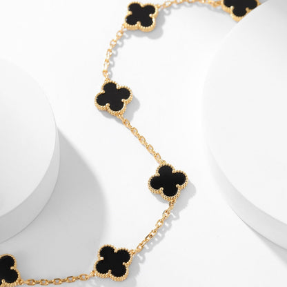 [Leaves]CLOVER 10 MOTIFS ONYX NECKLACE