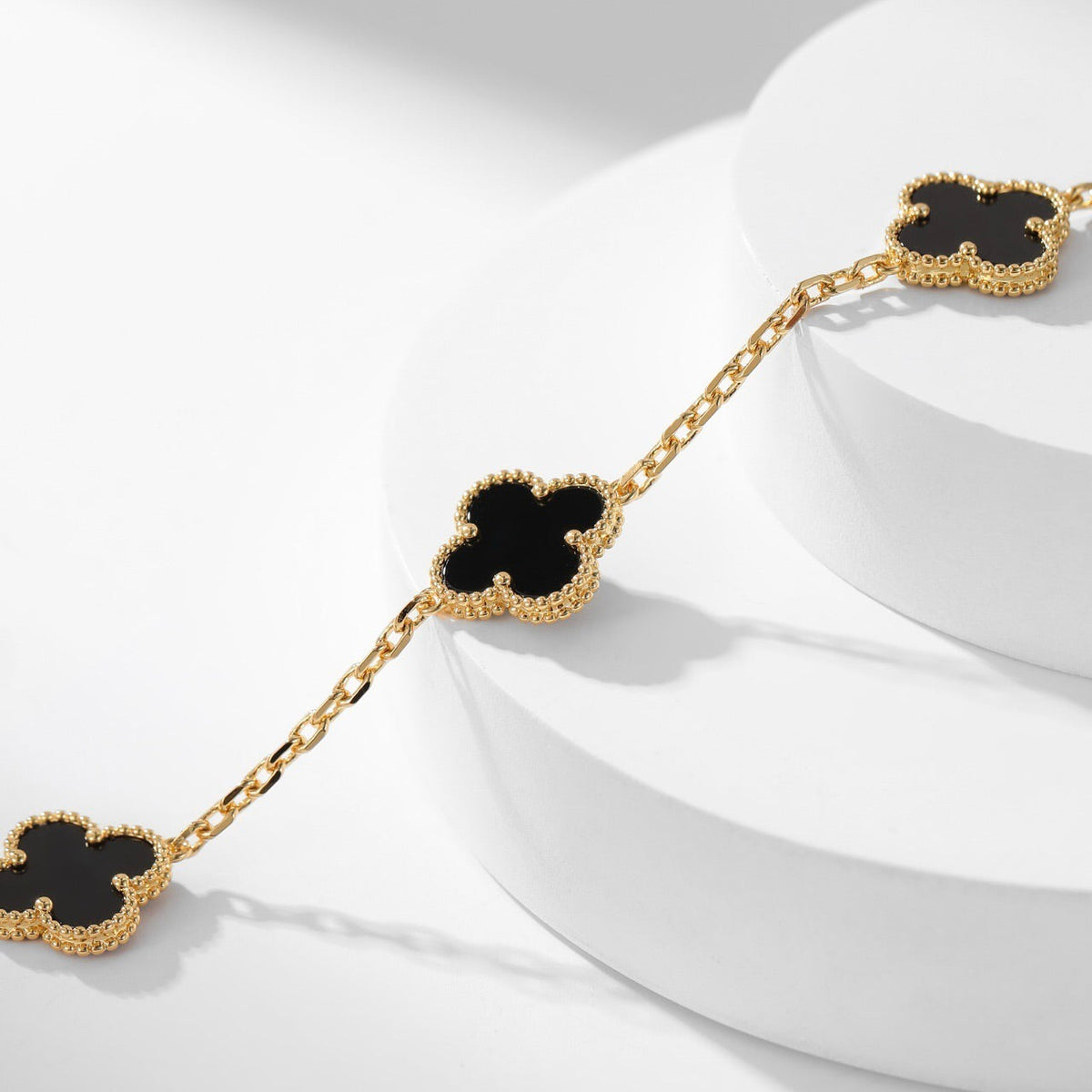 [Leaves]CLOVER 10 MOTIFS ONYX NECKLACE