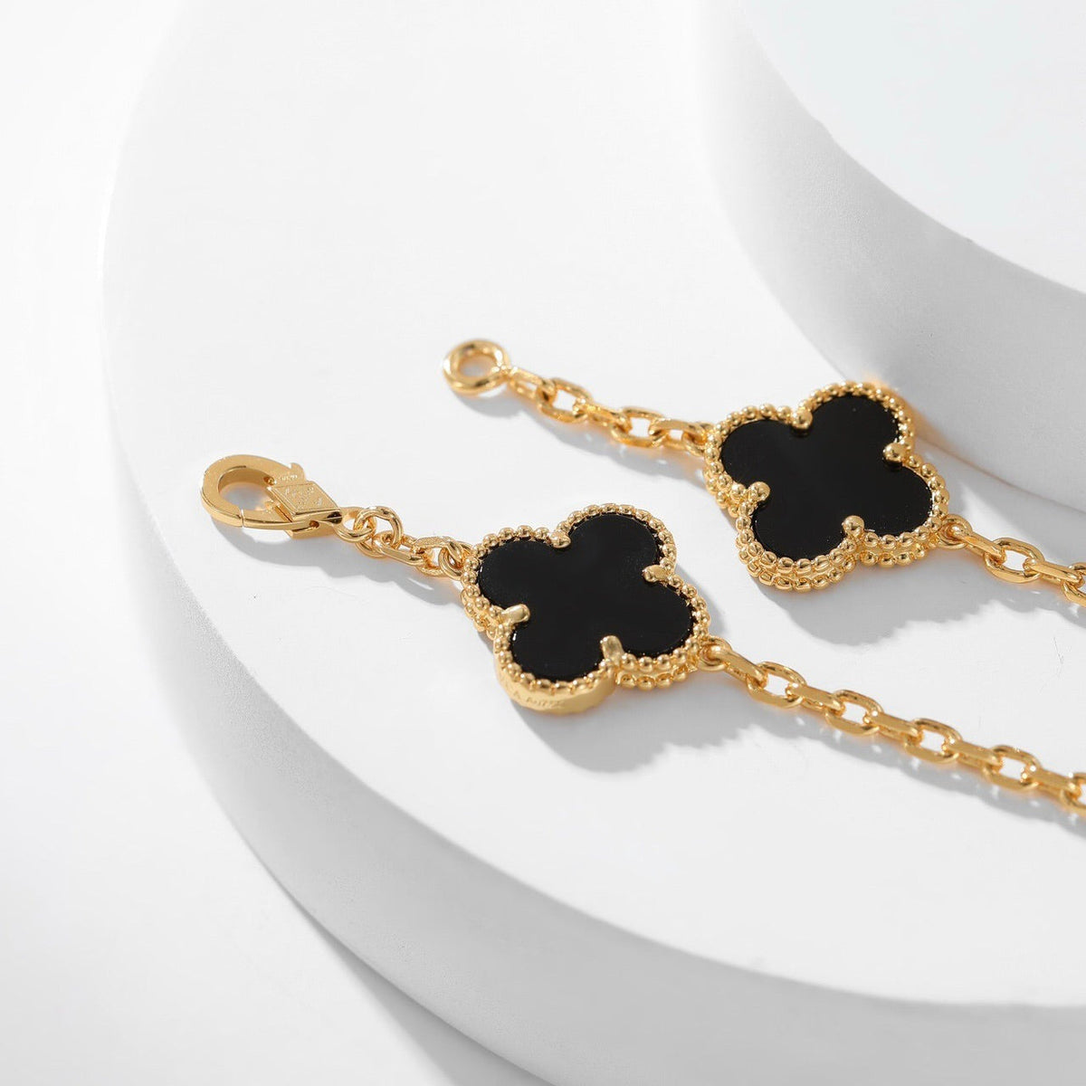 [Leaves]CLOVER 10 MOTIFS ONYX NECKLACE