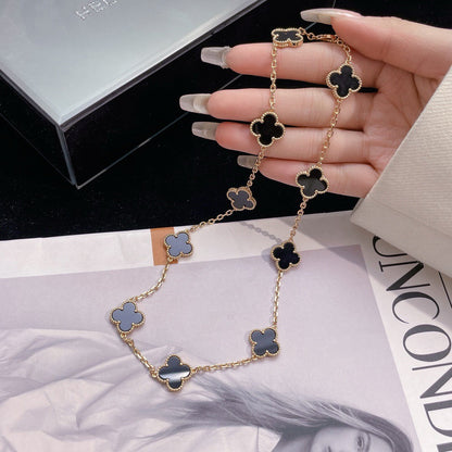 [Leaves]CLOVER 10 MOTIFS ONYX NECKLACE