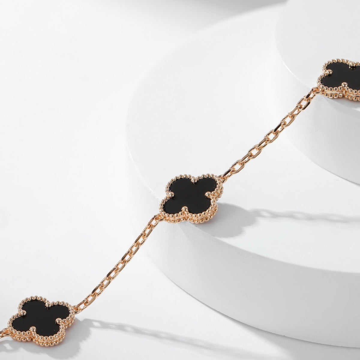[Leaves]CLOVER 10 MOTIFS ONYX NECKLACE