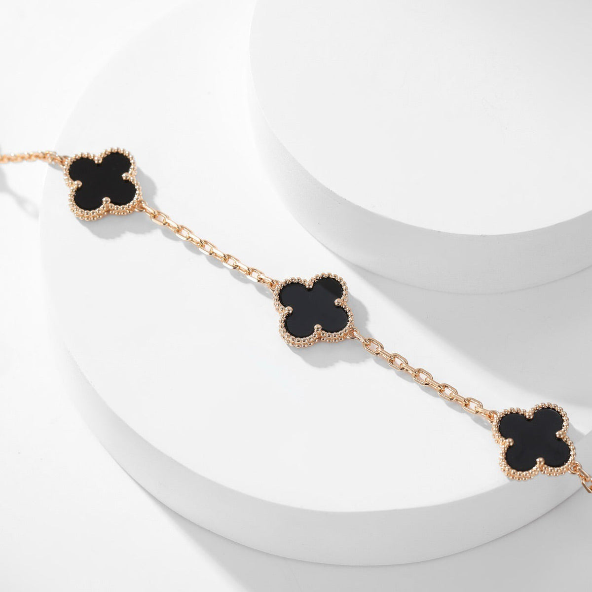 [Leaves]CLOVER 10 MOTIFS ONYX NECKLACE