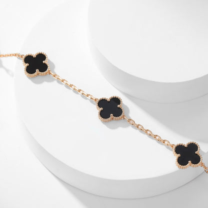 [Leaves]CLOVER 10 MOTIFS ONYX NECKLACE