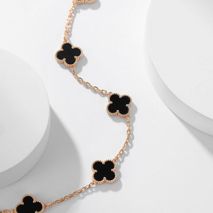 [Leaves]CLOVER 10 MOTIFS ONYX NECKLACE