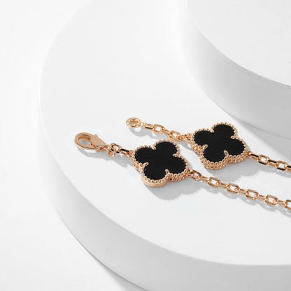 [Leaves]CLOVER 10 MOTIFS ONYX NECKLACE