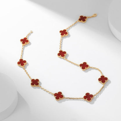 [Leaves]CLOVER 10 MOTIFS CARNELIAN NECKLACE
