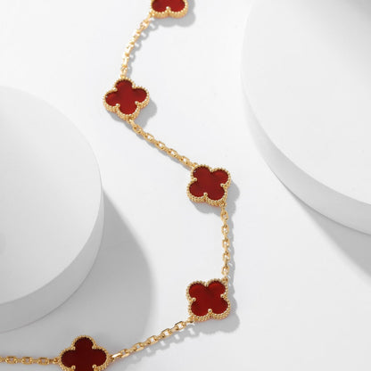 [Leaves]CLOVER 10 MOTIFS CARNELIAN NECKLACE