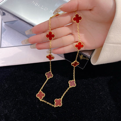 [Leaves]CLOVER 10 MOTIFS CARNELIAN NECKLACE