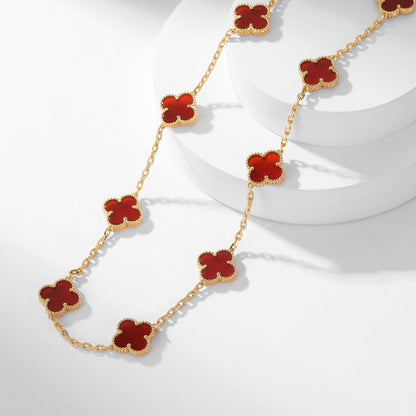 [Leaves]CLOVER 10 MOTIFS CARNELIAN NECKLACE