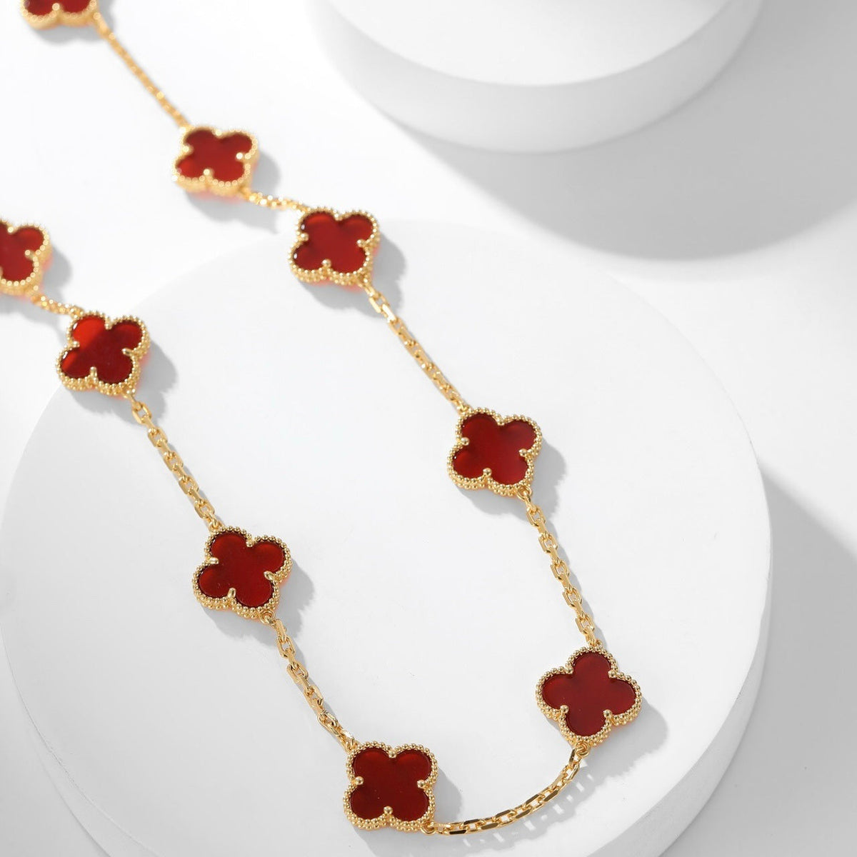 [Leaves]CLOVER 10 MOTIFS CARNELIAN NECKLACE