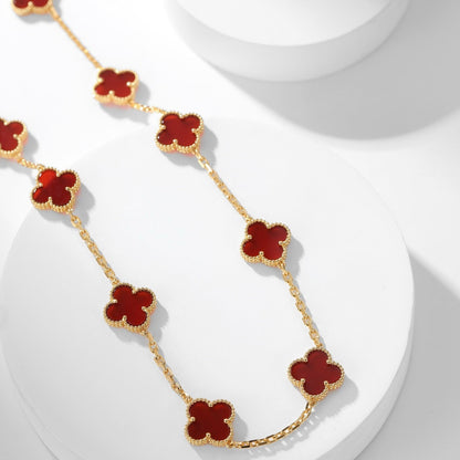 [Leaves]CLOVER 10 MOTIFS CARNELIAN NECKLACE