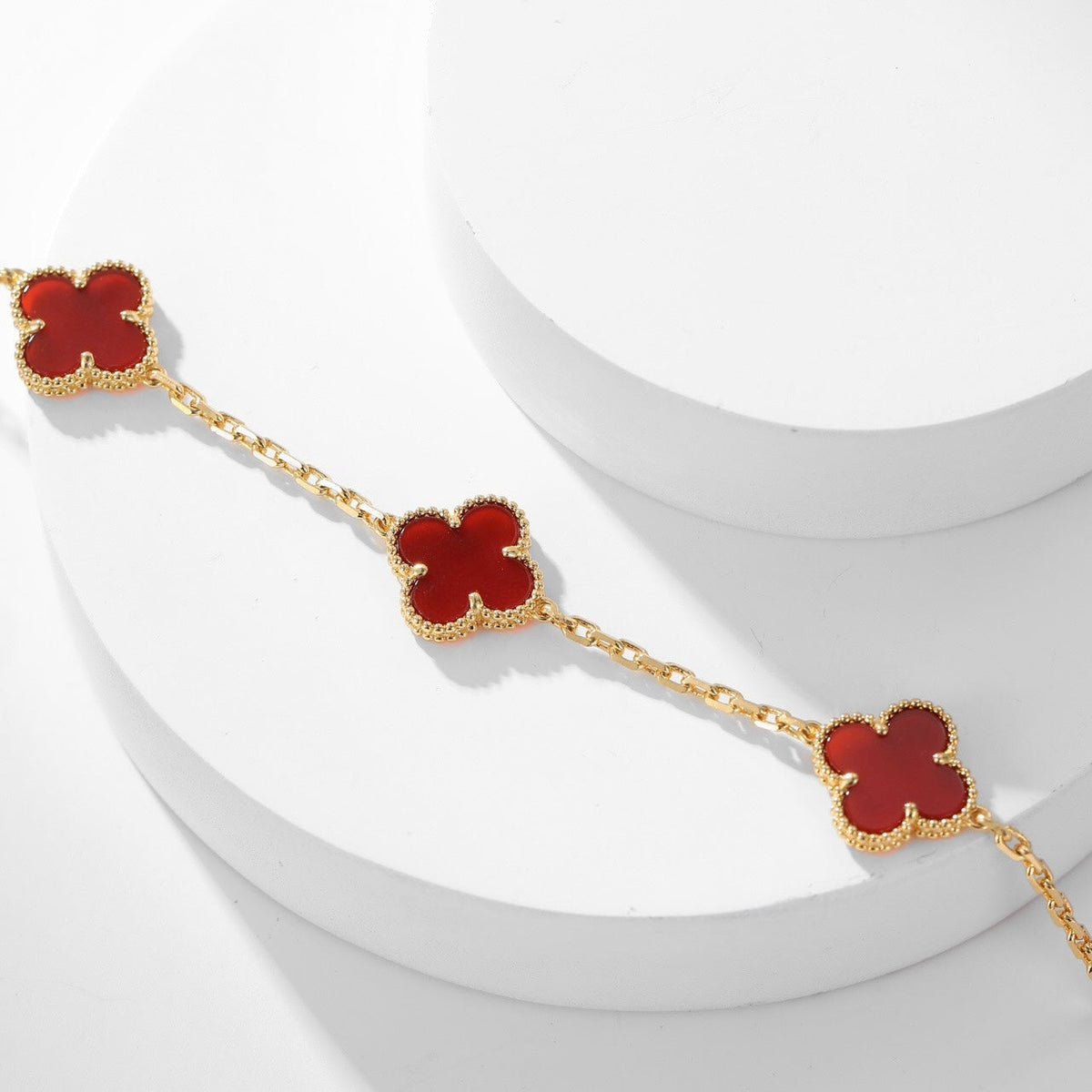 [Leaves]CLOVER 10 MOTIFS CARNELIAN NECKLACE