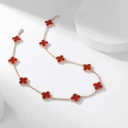 [Leaves]CLOVER 10 MOTIFS CARNELIAN NECKLACE