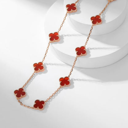 [Leaves]CLOVER 10 MOTIFS CARNELIAN NECKLACE