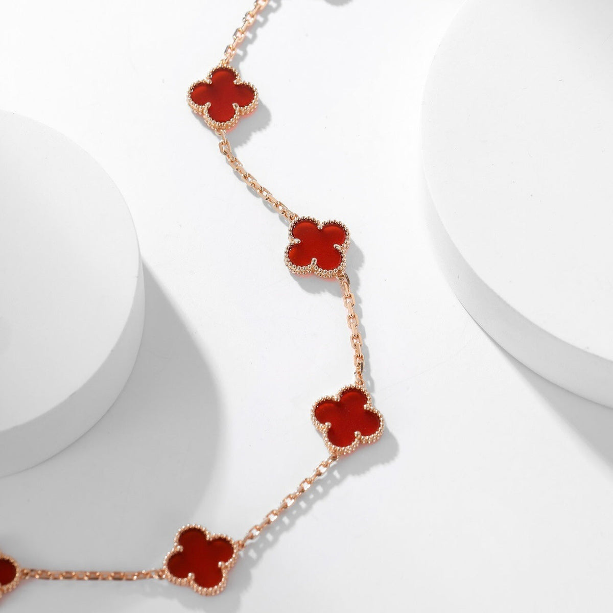 [Leaves]CLOVER 10 MOTIFS CARNELIAN NECKLACE