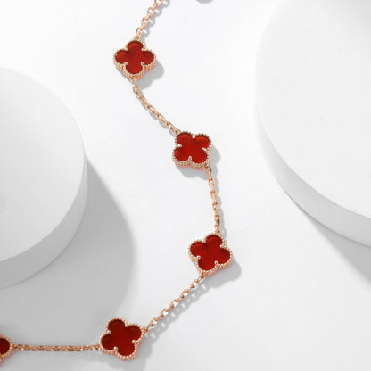 [Leaves]CLOVER 10 MOTIFS CARNELIAN NECKLACE