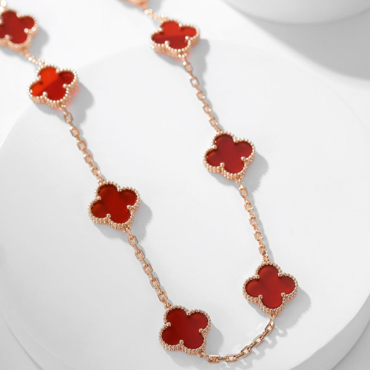 [Leaves]CLOVER 10 MOTIFS CARNELIAN NECKLACE