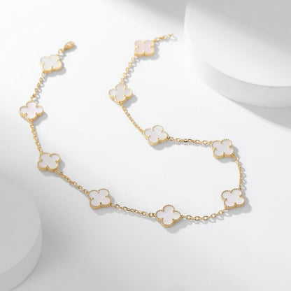 [Leaves]CLOVER 10 MOTIFS WHITE MOTHER OF PEARL NECKLACE