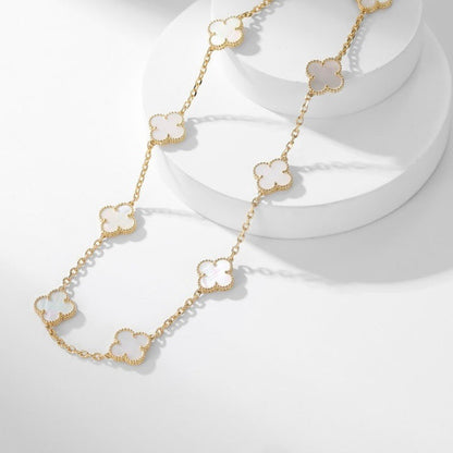 [Leaves]CLOVER 10 MOTIFS WHITE MOTHER OF PEARL NECKLACE