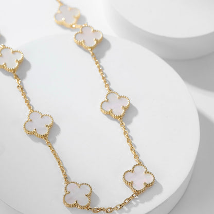 [Leaves]CLOVER 10 MOTIFS WHITE MOTHER OF PEARL NECKLACE