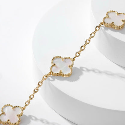 [Leaves]CLOVER 10 MOTIFS WHITE MOTHER OF PEARL NECKLACE