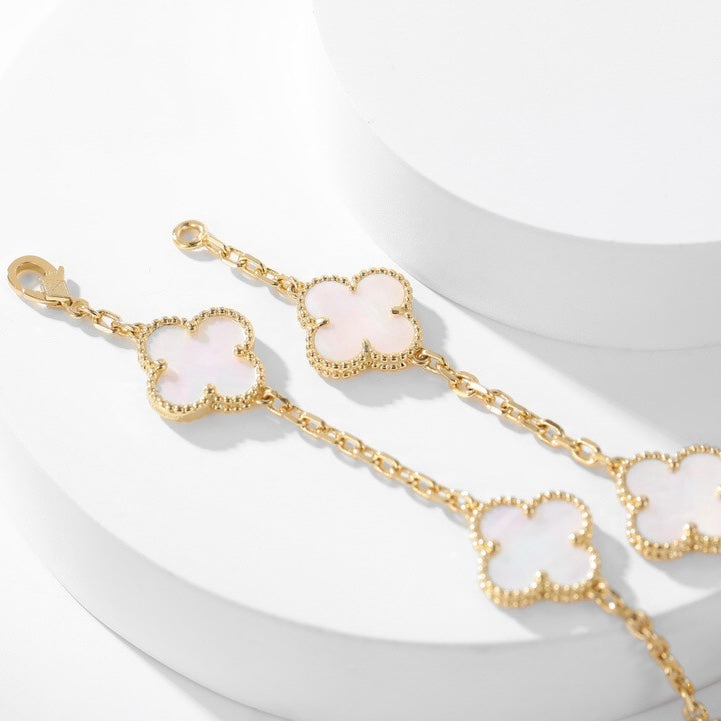 [Leaves]CLOVER 10 MOTIFS WHITE MOTHER OF PEARL NECKLACE