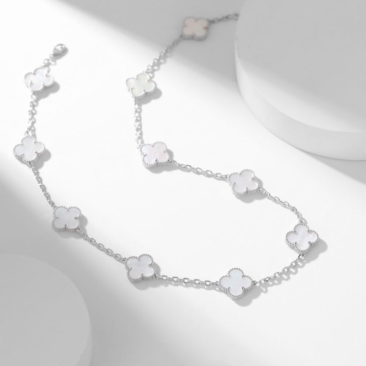 [Leaves]CLOVER 10 MOTIFS WHITE MOTHER OF PEARL NECKLACE