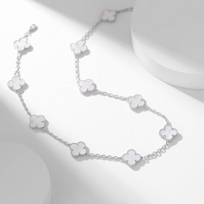[Leaves]CLOVER 10 MOTIFS WHITE MOTHER OF PEARL NECKLACE