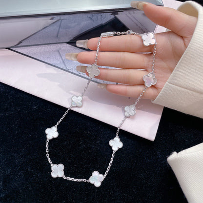 [Leaves]CLOVER 10 MOTIFS WHITE MOTHER OF PEARL NECKLACE