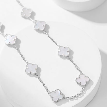 [Leaves]CLOVER 10 MOTIFS WHITE MOTHER OF PEARL NECKLACE