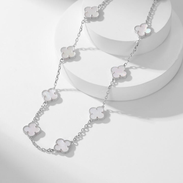 [Leaves]CLOVER 10 MOTIFS WHITE MOTHER OF PEARL NECKLACE