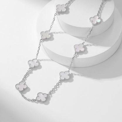 [Leaves]CLOVER 10 MOTIFS WHITE MOTHER OF PEARL NECKLACE