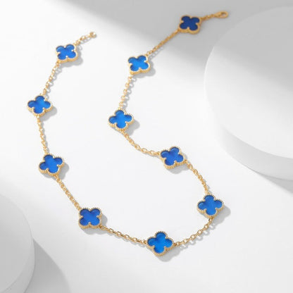 [Leaves]CLOVER 10 MOTIFS BLUE AGATE NECKLACE