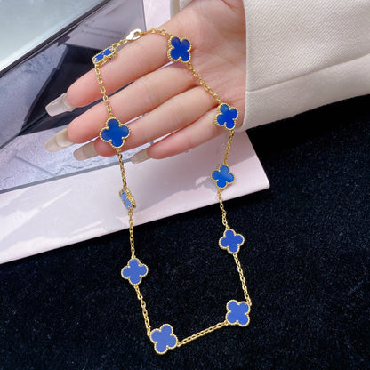 [Leaves]CLOVER 10 MOTIFS BLUE AGATE NECKLACE