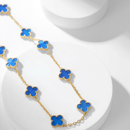 [Leaves]CLOVER 10 MOTIFS BLUE AGATE NECKLACE