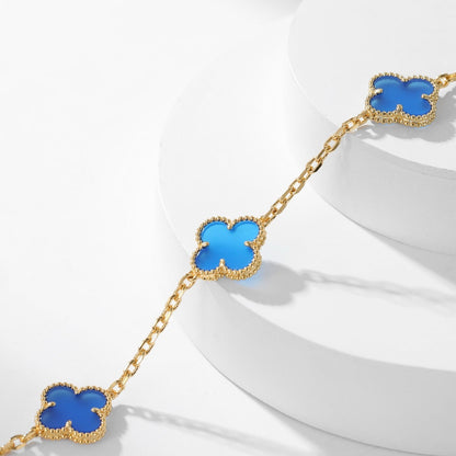 [Leaves]CLOVER 10 MOTIFS BLUE AGATE NECKLACE