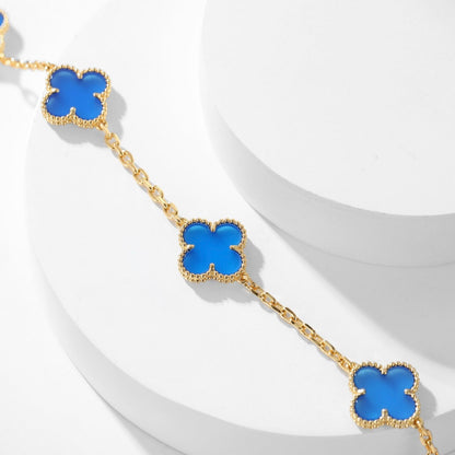 [Leaves]CLOVER 10 MOTIFS BLUE AGATE NECKLACE