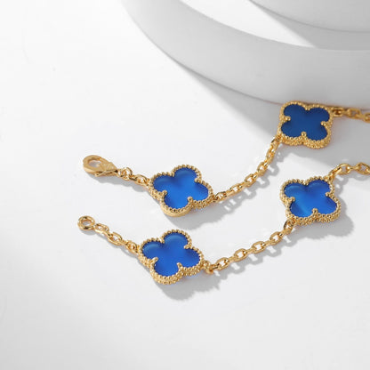 [Leaves]CLOVER 10 MOTIFS BLUE AGATE NECKLACE
