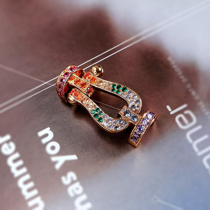 [Leaves]FORCE LARGE HORSESHOE COLORED DIAMOND BRACELET - ROSE GOLD