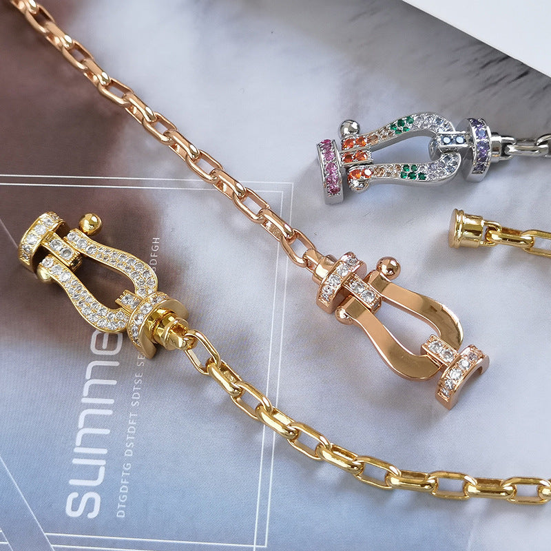 [Leaves]FORCE LARGE HORSESHOE CLASP METAL BRACELET